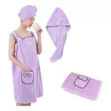 Set Toalla De Baño Con Turbante De Secar Cabello Para Mujer