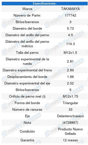 Maza Rueda Delantera/trasera Chrysler Prowler Foto 2