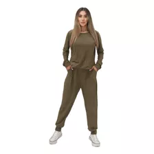 Conjunto Feminina Blusa Manga Longa E Calça Inverno Frio