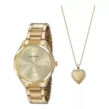 Kit Relógio Dourado Feminino Mondaine 53821lpmvde1k2