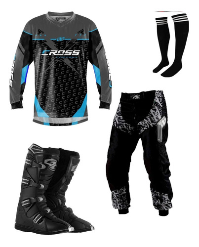 Calça Camisa Bota Pro Tork Insane Trilha Motocross + Meião