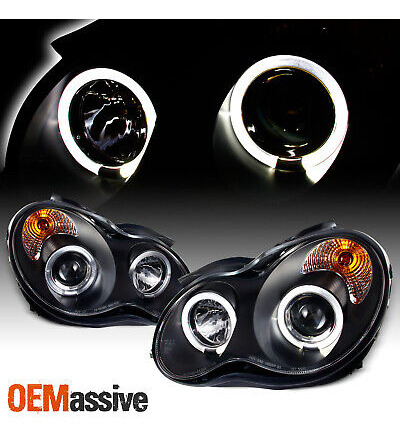 Fits 2001-07 Benz W203 C-class Black Bezel Led Halo Proj Oai Foto 2