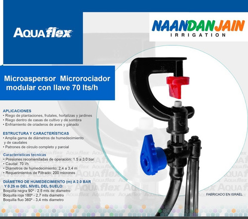 Micro Aspersor Riego Con Estaca 90  Grados Israeli  Aquaflex