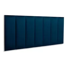 Cabeceira Casal Modulada Reta Cama Box 140 Cm X 60 Cm Cor Veludo Azul Marinho