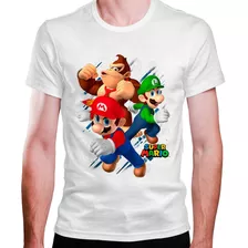 Camiseta Masculina Super Mario Donkey Kong Mario Luigi