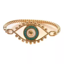 Bracelete Dourado Olho Grego Com Pedras 18k
