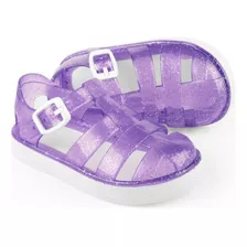 Sandalias Cangrejeras Glitter Para Niñas