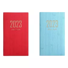 Fwefww 2x Cuaderno Portátil Diario Mensual Agenda Rojo Azul