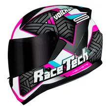 Capacete Race Tech Sector Voltkon Branco E Rosa