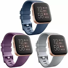3 Mallas Para Fitbit Versa Gray, Navy Blue, Purple / - Large