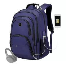 Mochila Masculina Notebook Para Viagem 40 Litros Impermeável Cor Azul