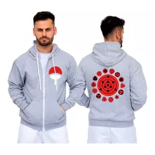 Blusa Moletom Masculino Sharingan Naruto Canguru C/ Zíper