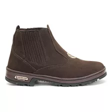 Bota Botina Couro Legitimo Nobuck Agriculture + Palmilha Gel