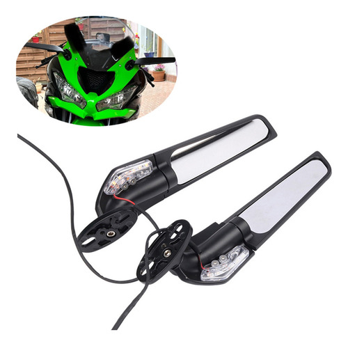 Espejo Retrovisor Lateral Con Luz Para Kawasaki Zx6r Zx636 Foto 2