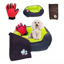 Kit Cama Doble Faz+guante Cepillo Mascotas+cobija Térmica.