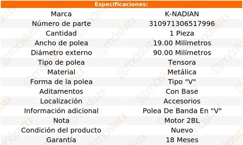 Polea Tensora Tipo  V  Metalica Montego V8 6.6l 72-76 Foto 3