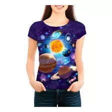 Camiseta Babylook Feminina Nasa Sistema Solar - Mn02