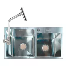 Pileta De Cocina Bacha De Acero Inox + Griferia Monocomando 