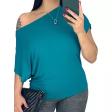 Blusa Blusinha Feminina Manga Curta Básica Gola Canoa 