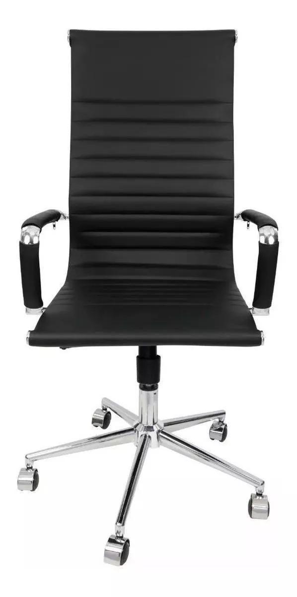 Cadeira De Escritório Tutto Home Esteirinha Charles Eames  Preta Com Estofado De Couro Sintético X 2 Unidades