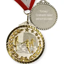 Medalla Plata Bi-metalica Futbol Personalizada Laser 65 Mm
