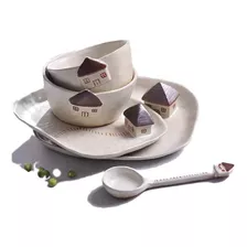 Set Vajilla Para Niño Bebé Cerámica Cuchara Bowl Plato Comid