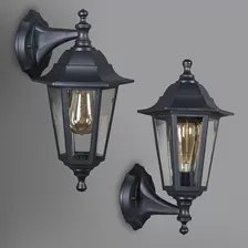 2 Farol Aplique Clasico Exterior Incluye Ampolleta Vintage Color Negro