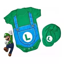 Body Luigi + Boina De Bebê Temático Mesversário 