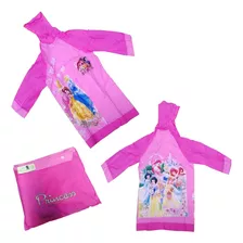 Poncho Impermeable Princesa En Peva Rosado Claro Para Niña