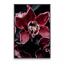 Quadro Para Sala De Estar C/ Moldura Orquídea Roxa E Branca