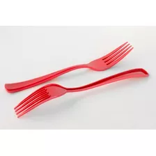 Tenedor Plastico Rigido Descartable Tenedores X10u. Rojo