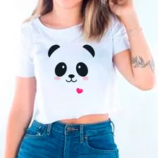 Camiseta Cropped Panda Minimalista