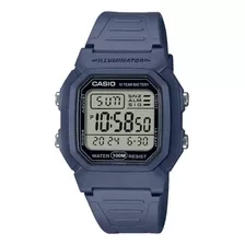 Reloj Casio Clasico Digital Square W-800h-2av Correa Azul Acero Bisel Azul Acero Fondo Negro