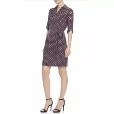 Anne Klein Printed Shift Dress Blue Quartz Vestido P/dama