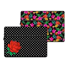 Funda Notebook Neoprene 14 15,6 Pulgadas Hojas Negras