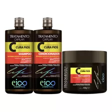 Eico Cura Fios Shampoo + Condicionador 450ml + Máscara 500g
