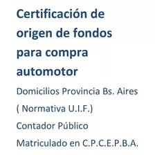 Certificación Contable Origen De Fondos Pcia. Bs. Aires