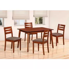 Juego Comedor 4 Sillas Madera Asientos Forrados En Tela Ebz