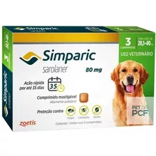 Antipulga Simparic 3 Cps 80mg 20,1 A 40kg Cães Zoetis