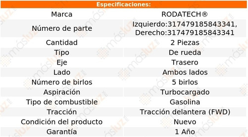 2- Mazas Rueda Traseras Sonata 1.6l 4 Cil 2016/2019 Rodatech Foto 2
