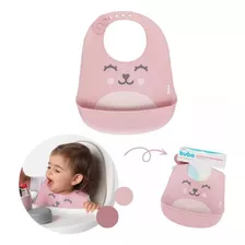 Babador De Silicone Gumy Com Pega Migalhas Buba - Rosa