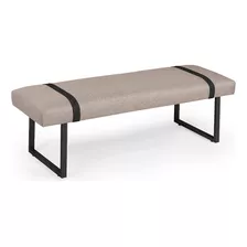  Banqueta Cairo 90cm Pé Ferro Estofado Linho Frete Grátis