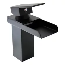 Torneira De Banheiro Monocomando Cascata Quadrada Black Baixa Império Imports Calha De Metal Preta Luxo