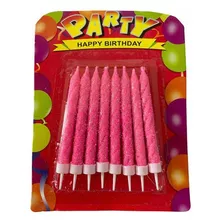 8 Velas De Cumpleaño Con Brillos Cotillon Colores Varios