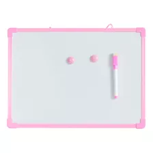 Quadro Branco Didático Bordas Metalico Recado Caneta 23x15cm Cor Rosa