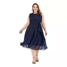 Vestido Mujer Tallas Grandes Encaje Gasa Midi Fiesta