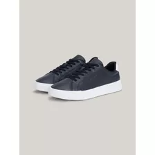 Tenis Azul De Piel Tommy Hilfiger Hombre