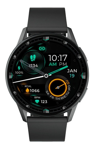 Smartwatch Kieslect K10 1.32  Caja 45.7mm De  Metal  Negra, Malla  Negra De  Silicona
