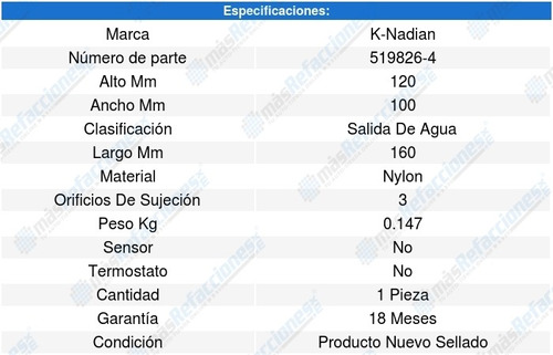 Toma Agua Milan V6 3.0l 05 A 09 K-nadian 8626848 Foto 3