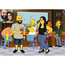 Caricatura Digital De Casal Estilo Simpsons Bar Do Moe